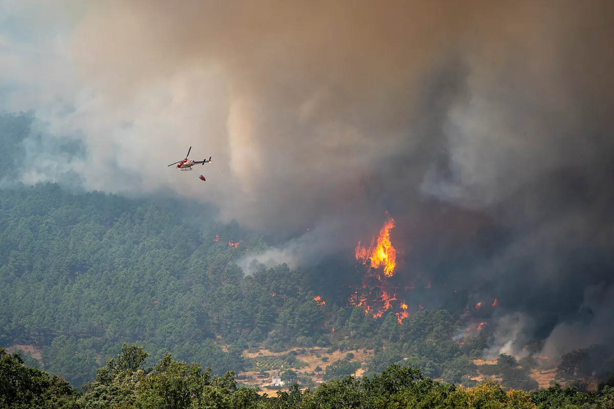 La UME informa que el incendio entre Ávila y Madrid está controlado, aunque persisten focos activos.
