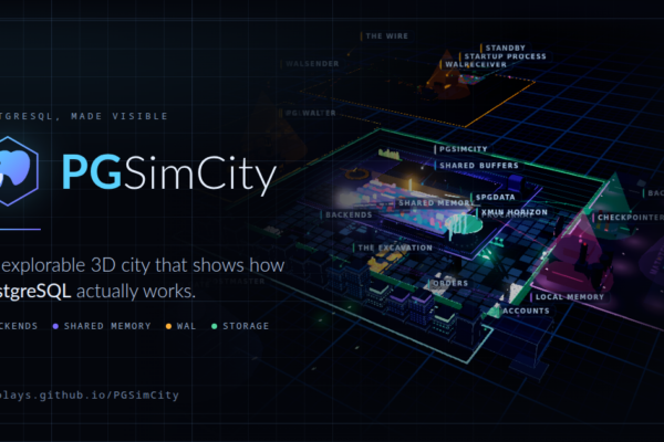 Descubre el funcionamiento de PostgreSQL a través de una experiencia inmersiva en 3D con PGSimCity.
