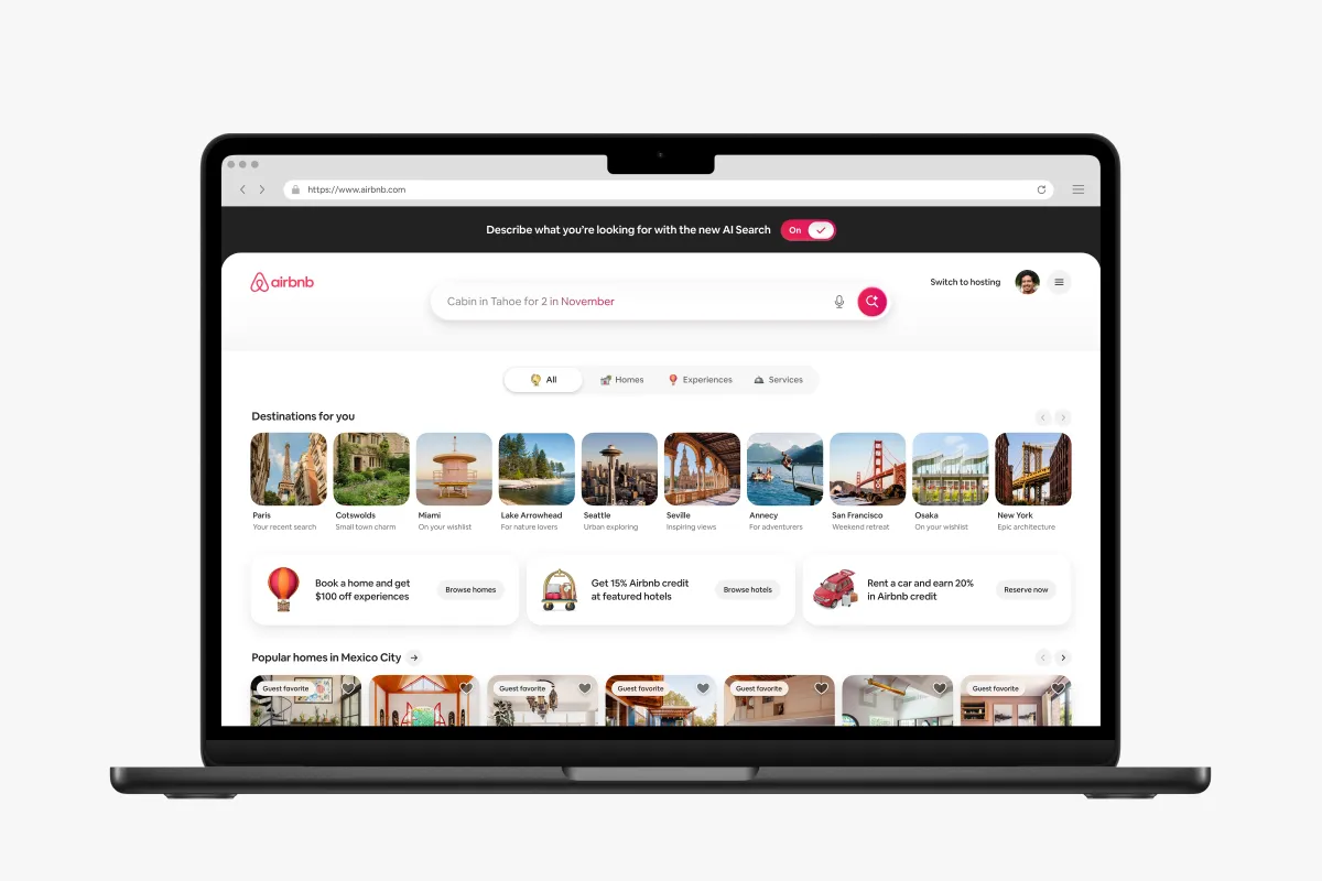 Airbnb incorpora búsqueda con inteligencia artificial y nuevas funciones sociales