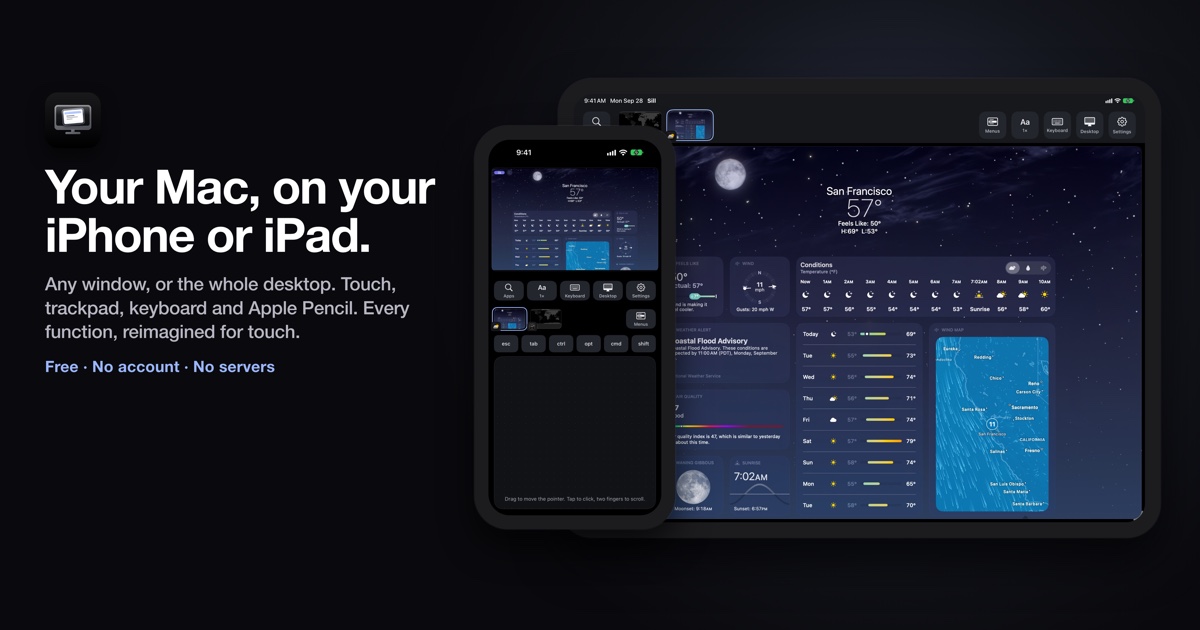 Transmite en vivo cualquier ventana de tu Mac a tu iPhone o iPad con Saffsanity/sill: gratuito, de código abierto y sin servidores.