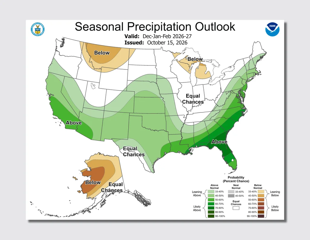 Pronóstico invernal de El Niño: Mapa revela las regiones de EE. UU. con mayor precipitación de nieve y lluvia.
