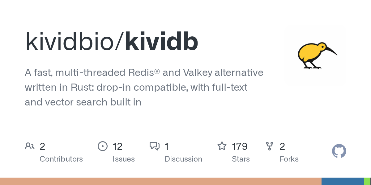 Kividbio: Alternativa rápida y eficiente a Redis® y Valkey en Rust, compatible y con búsqueda de texto completo y vectorial integrada.