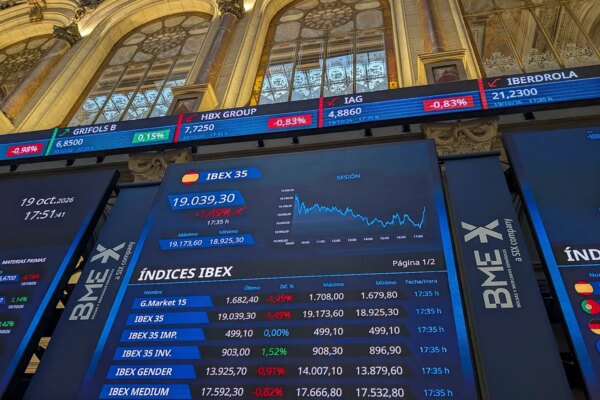 El Ibex cede ante la presión del mercado y cae por debajo de los 19.000 puntos